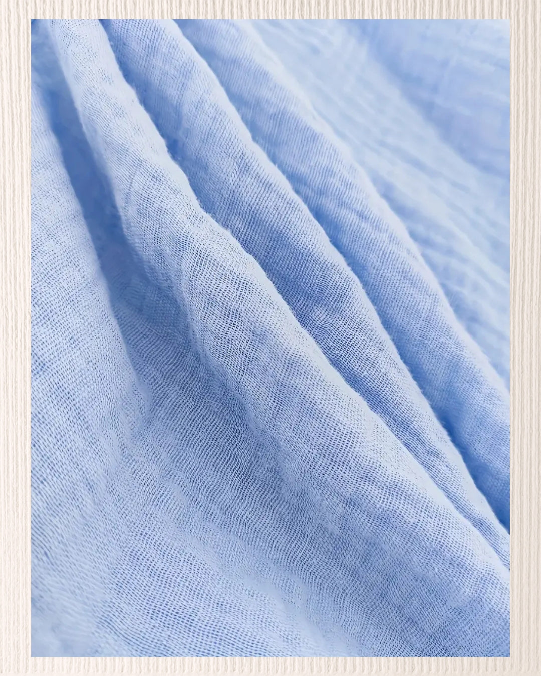 100% cotton muslin fabric – lightweight, breathable cheesecloth texture for effortless summer style; soft and cool against the skin.