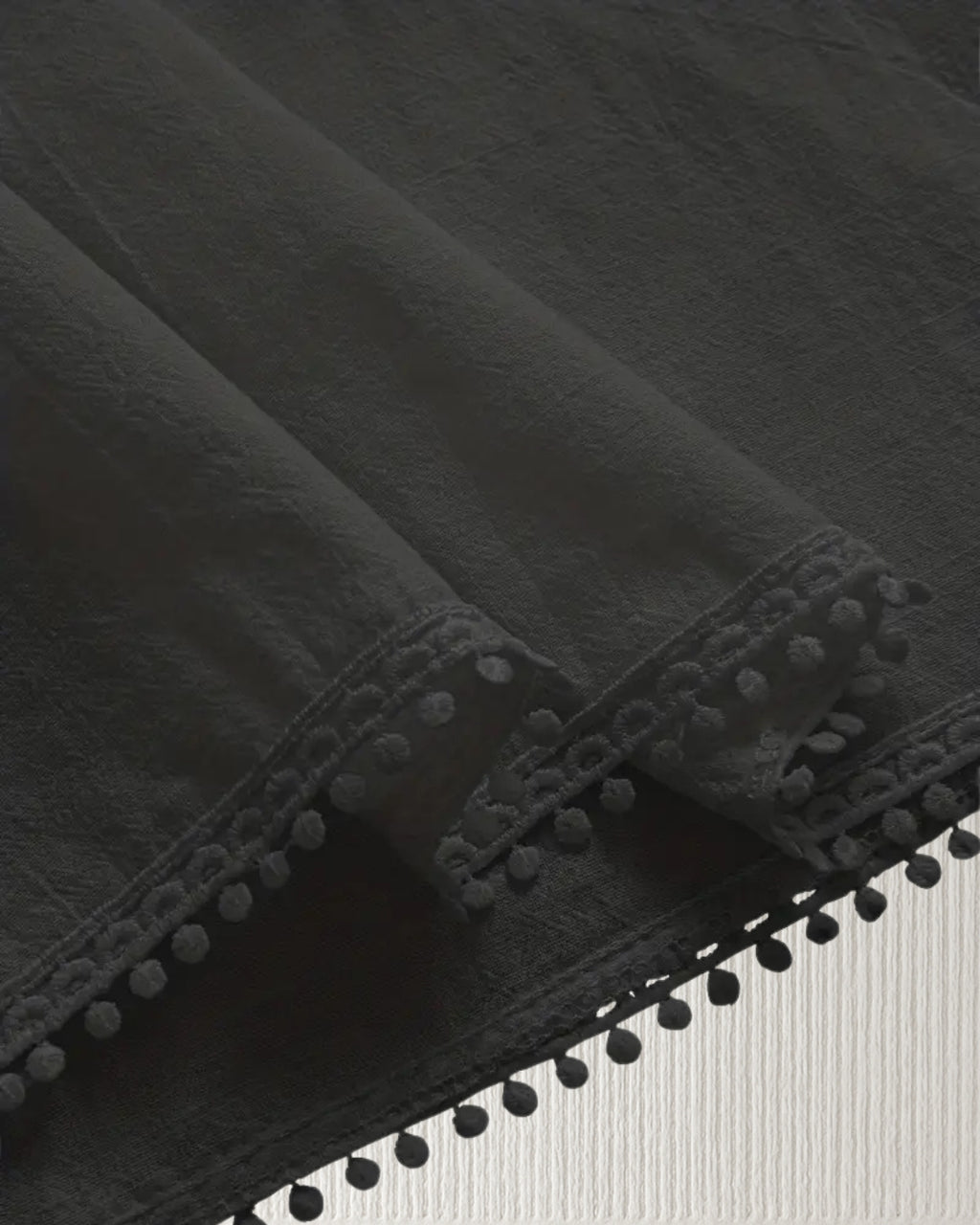Aurora Camisole Top – Black, hem trim detail; lightweight cotton, refined finish.