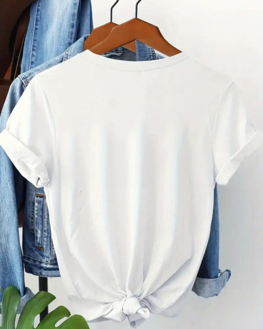 Floral Signature T-Shirt – White back view; classic crew neck tee in soft knit fabric, regular length.