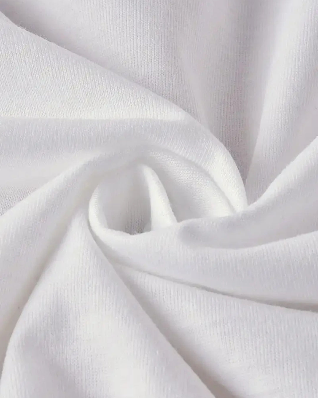 Floral Signature T-Shirt – White; close-up of cotton-blend knit.