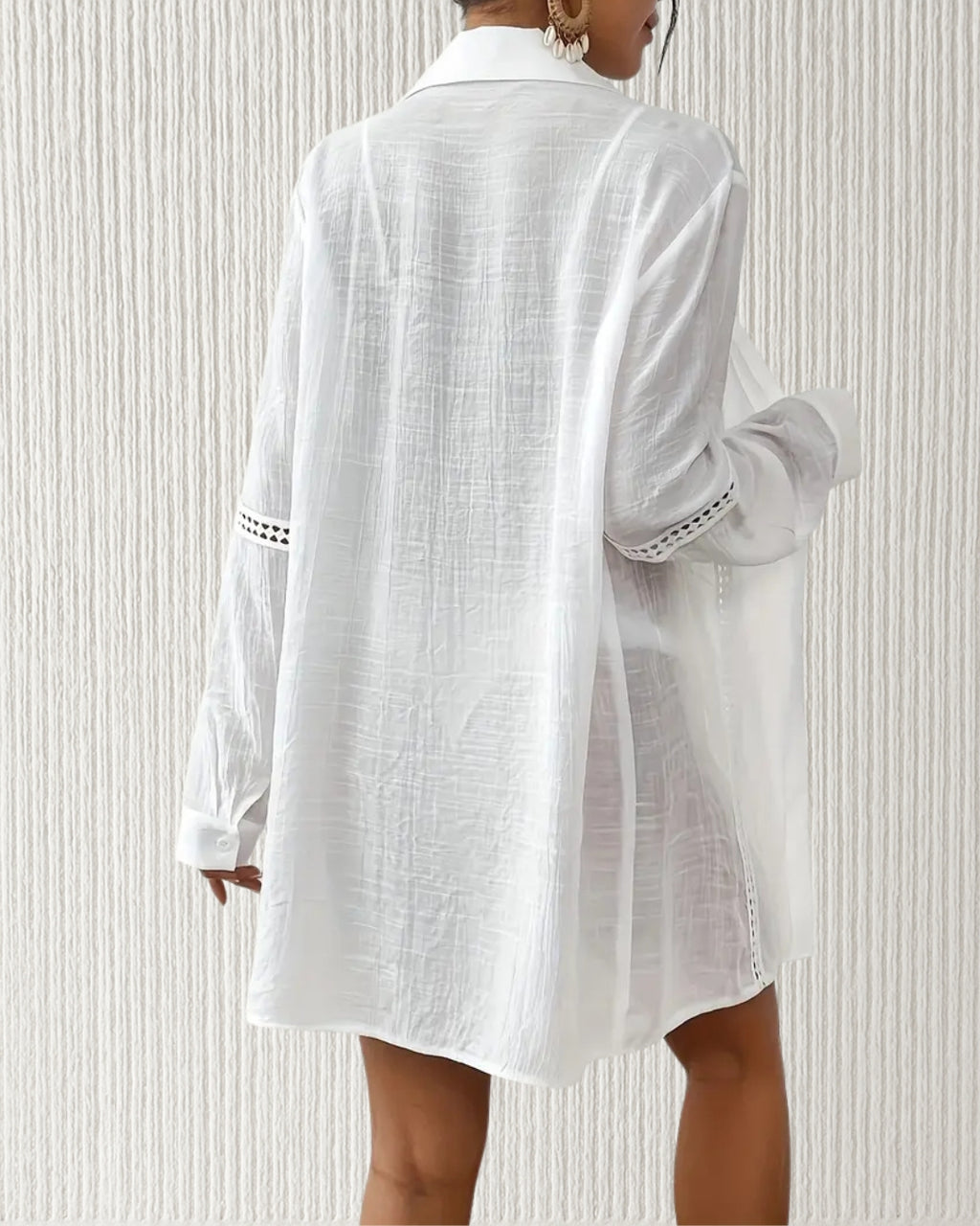 Willow – White | Long Sleeve Shirt Beach Coverup