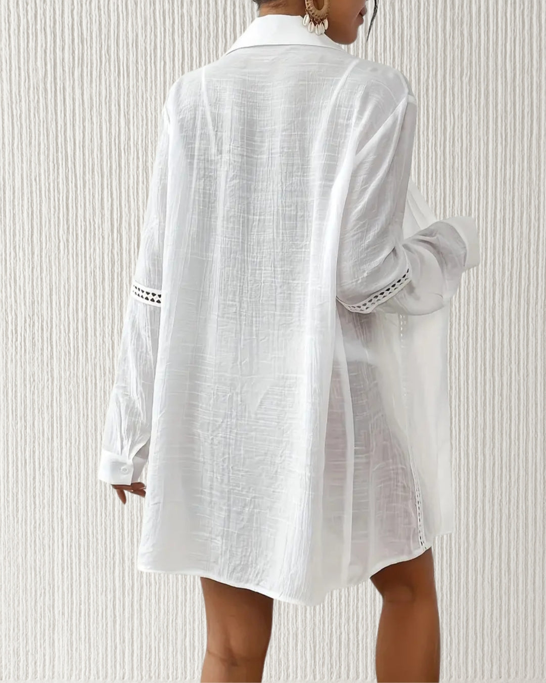 Willow – White | Long Sleeve Shirt Beach Coverup